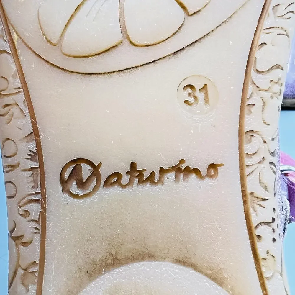 Naturino Shoes Girls 13 Pink Glitter Mary Jane Hook & Loop Strap Flats Casual